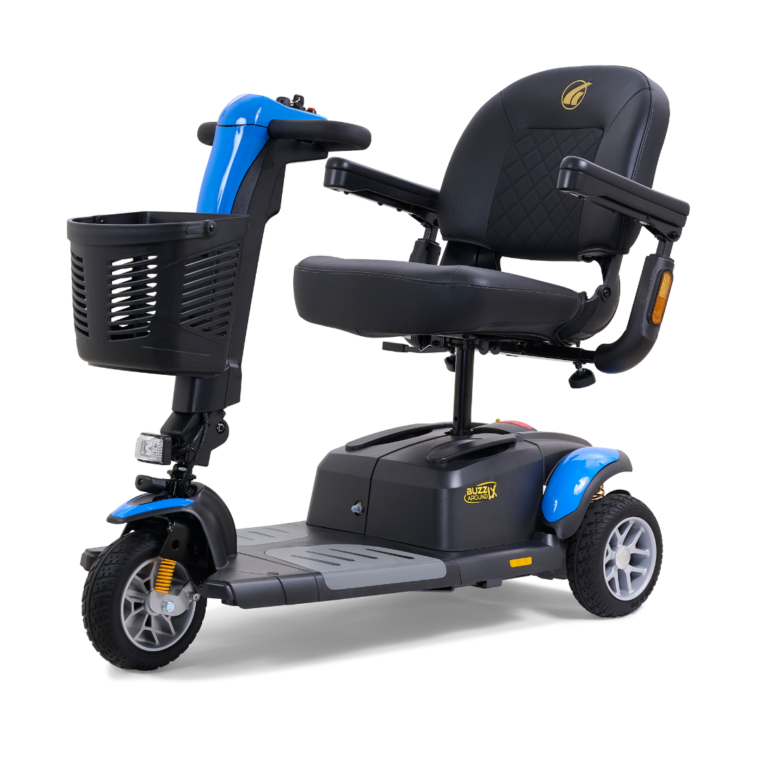 Golden Tech Buzzaround LX - Luxury 3 Wheel Portable Mobility Scooter - Coastal Blue left